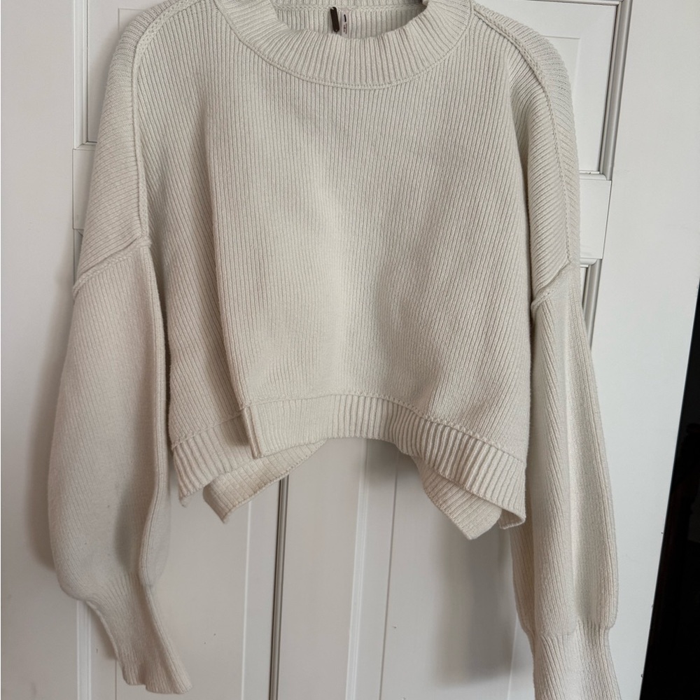 Free People Cropped Crewneck Women’s Sweater - Cream